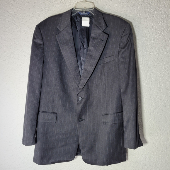 Vintage Burberrys Blazer Mens Grey Wool Tweed Sport Coat Suit 42R Stripped - Picture 1 of 12